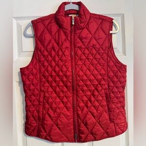 Talbots Red Quilted Zip Front Vest Size Medium